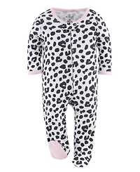 The Peanutshell Baby Girls Sleep n Play Footed Pajamas Sleepwear Set, 6-9 Months, Newborn, 3-Pack