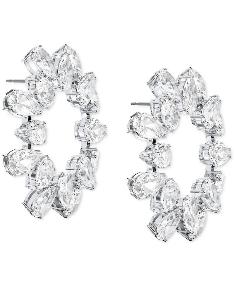 Swarovski Silver-Tone Crystal Circle Stud Earrings