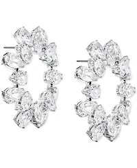 Swarovski Silver-Tone Crystal Circle Stud Earrings