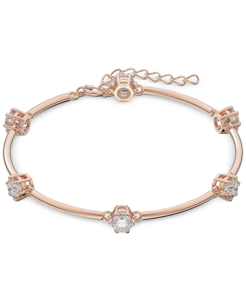 Swarovski Rose Gold-Tone Crystal Station Bangle Bracelet