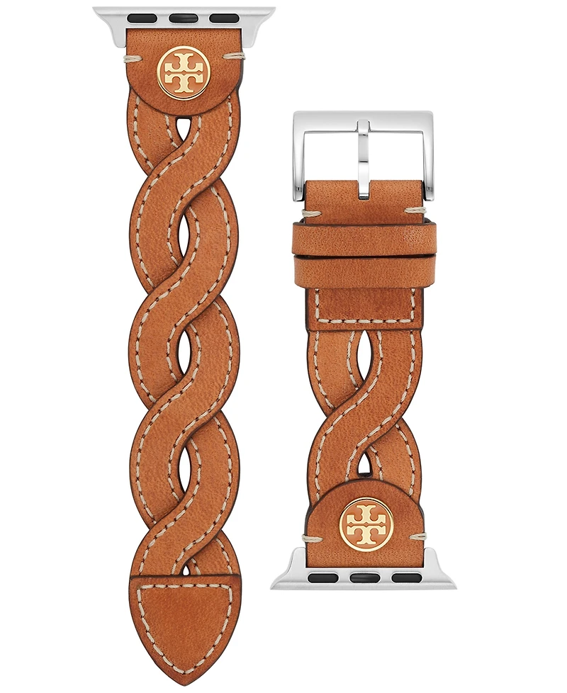 Tory Burch Women's Luggage Braided Leather Band for Apple Watch 38mm/40mm