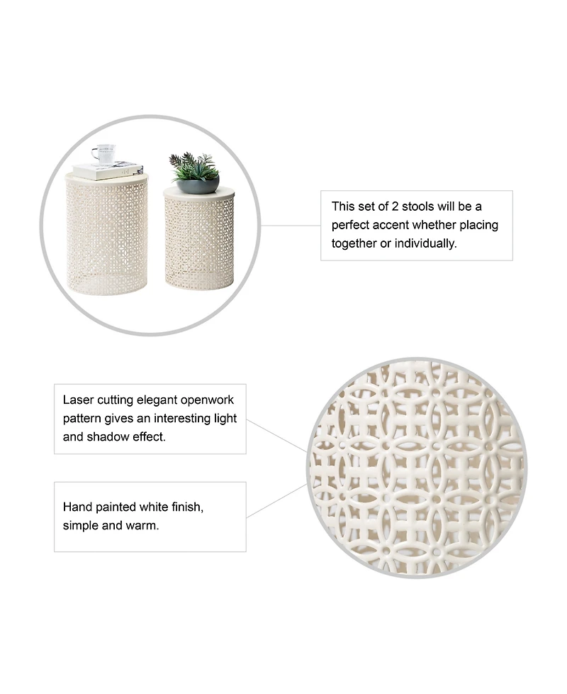 Glitzhome Multi-Functional Metal Garden Stool or Plant Stand Accent Table, Set of 2