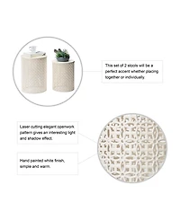 Glitzhome Multi-Functional Metal Garden Stool or Plant Stand Accent Table, Set of 2