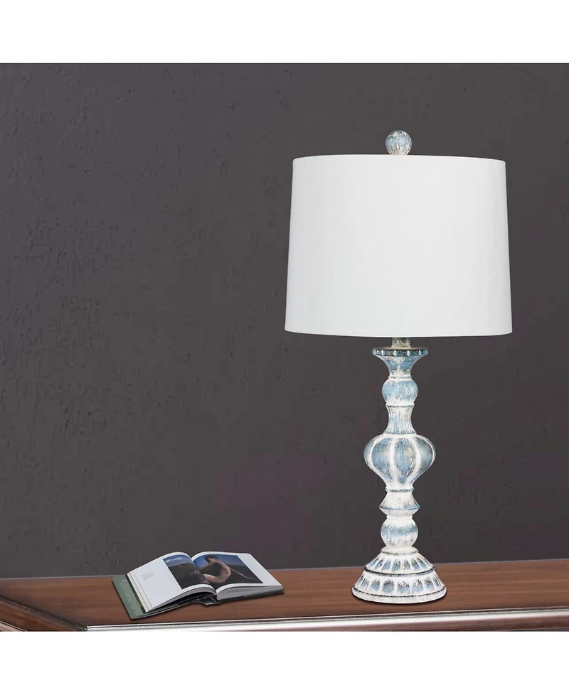 Fangio Lighting Distressed Sculpted Candlestick Resin Table Lamps, Set of 2