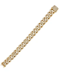 Men's Cubic Zirconia Curb Link Chain Bracelet in 24k Gold-Plated Sterling Silver