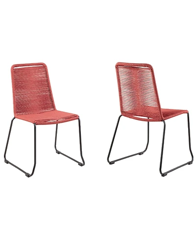 Shasta Outdoor Metal and Rope Stackable Dining Chair, Set of 2