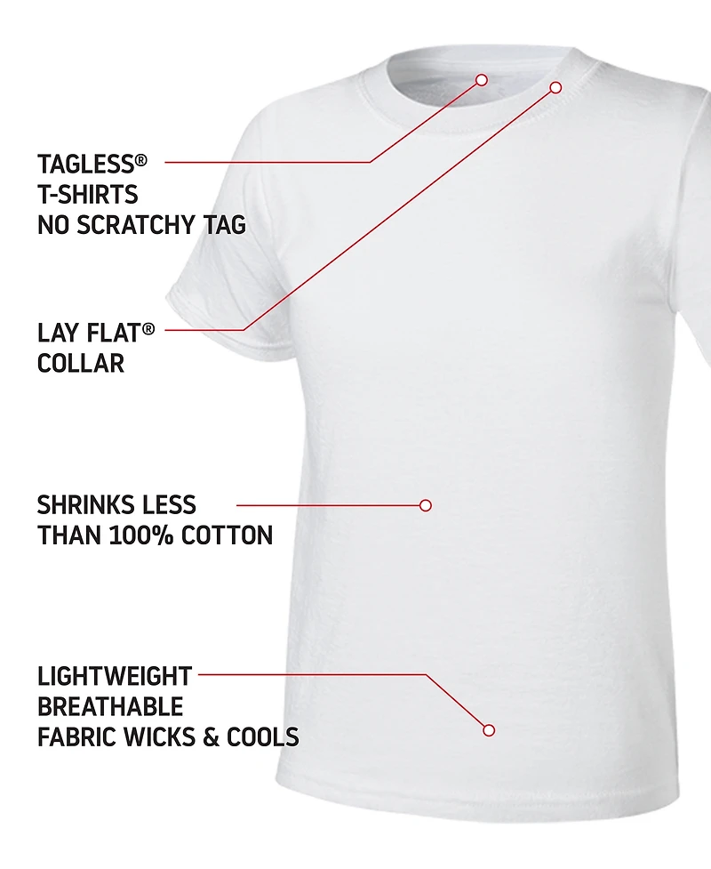 Big Boys Ultimate Cotton Blend Crew Undershirt, Pack of 5
