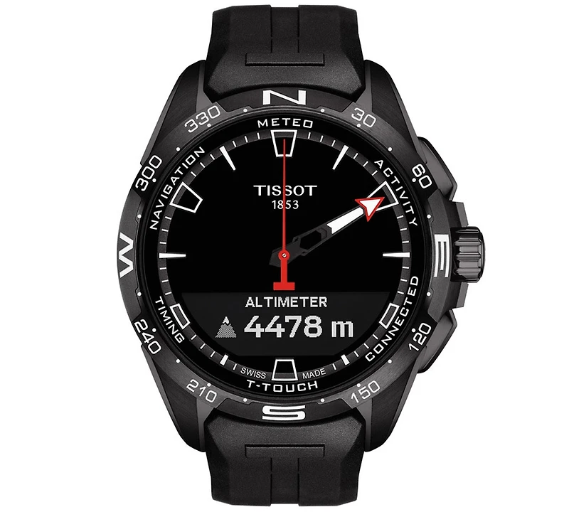 Tissot Men's Swiss T-Touch Connect Solar Black Rubber Strap Smart Watch 48mm