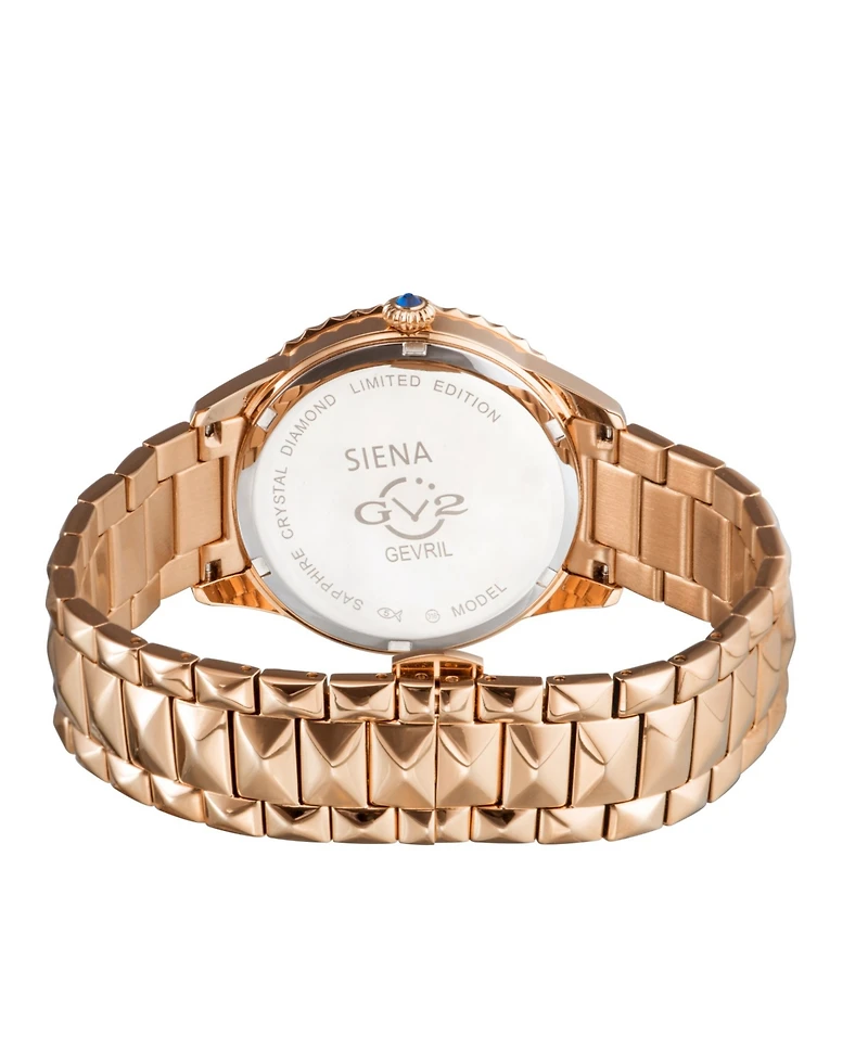 Gevril Women's Siena Swiss Quartz Ion Plating Rose Stainless Steel Bracelet Watch 38mm