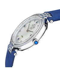 Gevril Women's Matera Swiss Quartz Blue Italian Suede Strap Watch 35mm