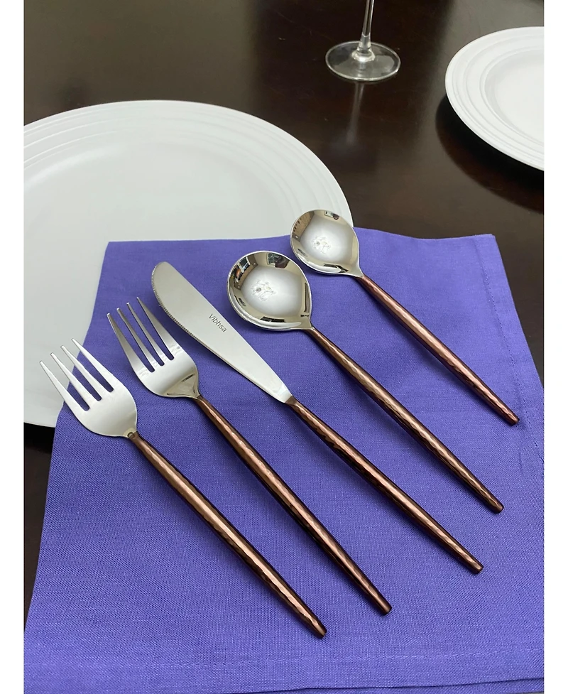Vibhsa 20 Piece Flatware Set, Service for 4 (Hammered Handle)
