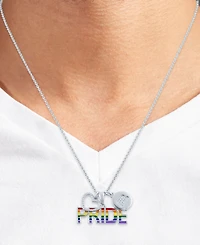 Diamond Accented Disc, Heart & Pride Pendant Necklace in Sterling Silver, 16" + 4" extender