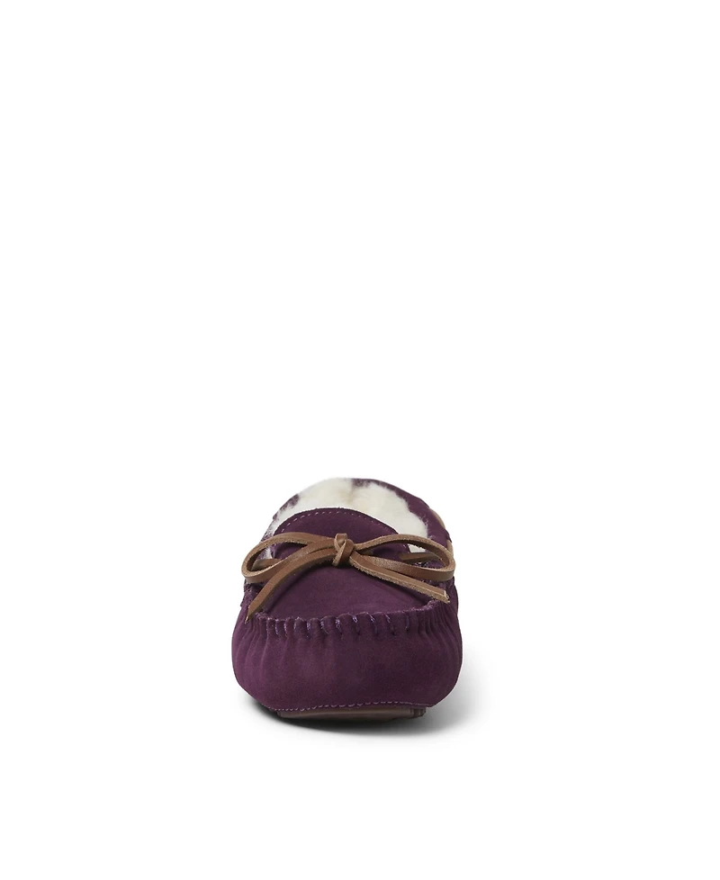 Fireside By Dearfoams Women's Victoria Genuine Shearling Moccasin Slipper