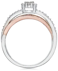 Diamond Crossover Promise Ring (1/4 ct. t.w.) Sterling Silver and 14k Rose Gold