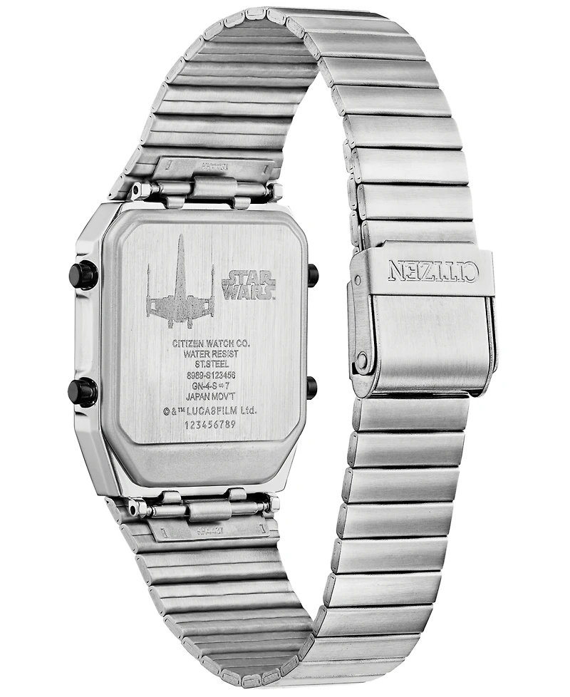 Star Wars by Citizen Rebel Pilot Analog-Digital Silver-Tone Stainless Steel Bracelet Watch 33mm