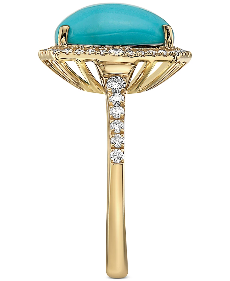 Effy Turquoise & Diamond (3/8 ct. t.w.) Halo Ring in 14k Gold
