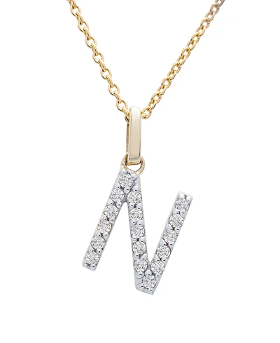 Diamond Initial Pendant Necklace (1/10 ct. t.w.) in 14k Gold, 17" + 1" Extender