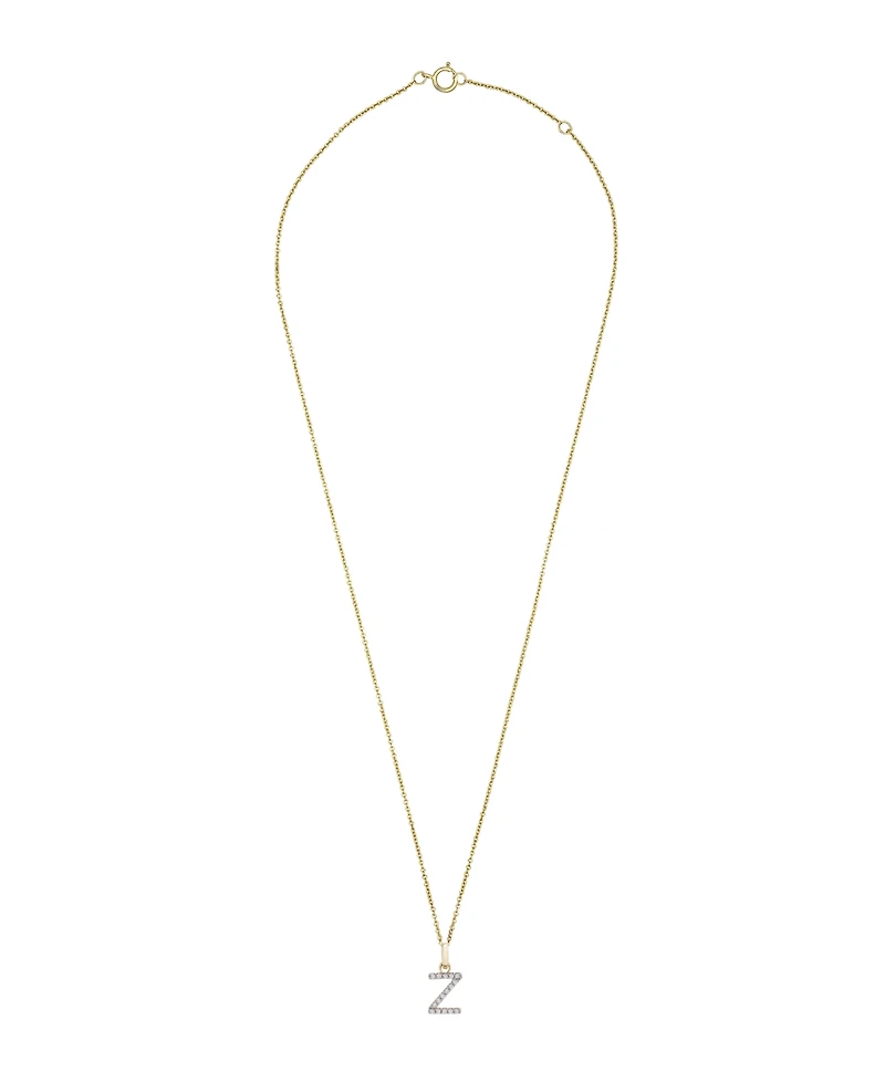 Diamond Initial Pendant Necklace (1/10 ct. t.w.) in 14k Gold, 17" + 1" Extender