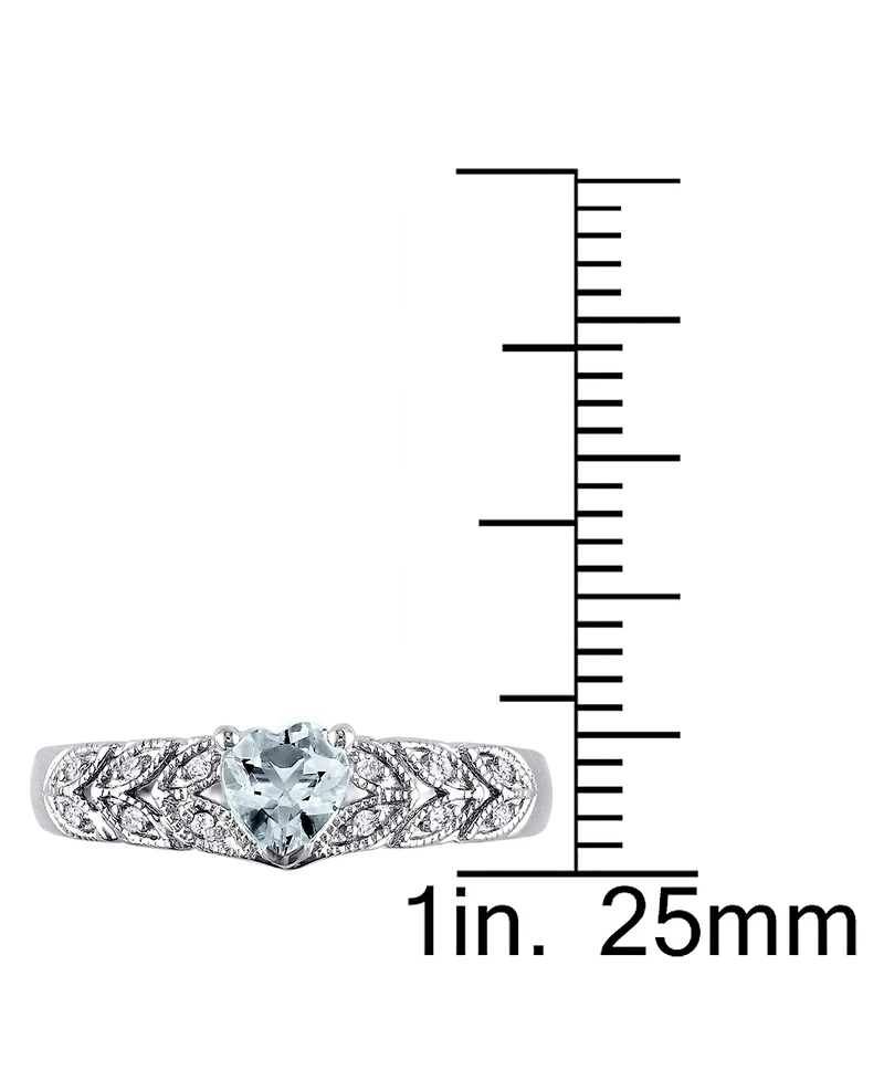 Aquamarine (1/3 ct. t.w.) and Diamond Accent (1/20 Sterling Silver, Vintage Like Heart Ring
