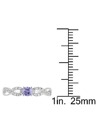 Tanzanite (1/6 ct. t.w.) and Diamond (1/10 Sterling Silver, Infinity Ring