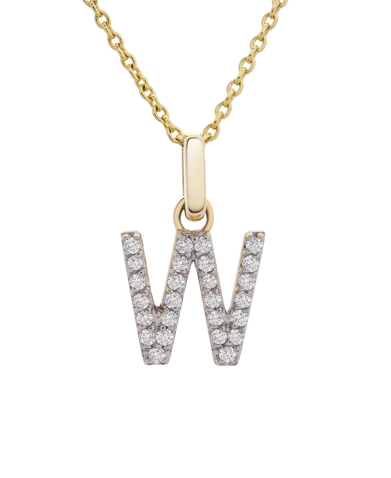 Diamond Initial Pendant Necklace (1/10 ct. t.w.) in 14k Gold, 17" + 1" Extender