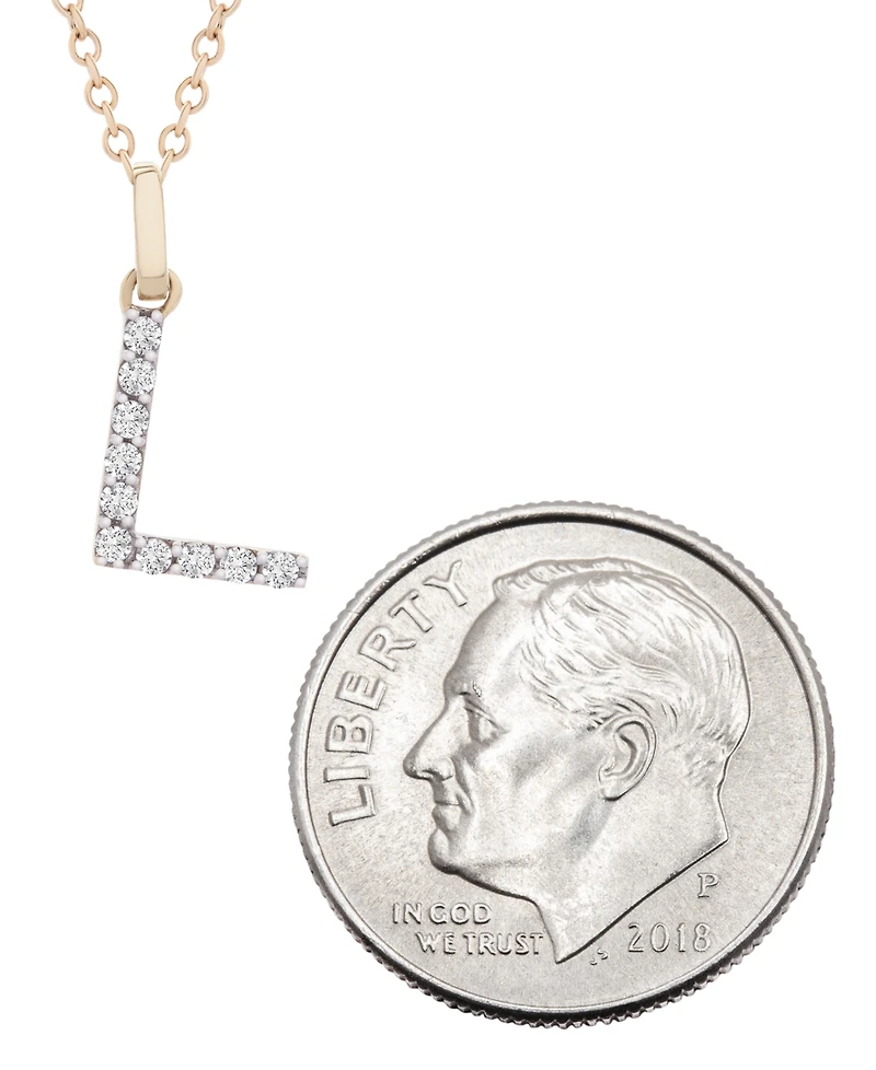 Diamond Initial Pendant Necklace (1/10 ct. t.w.) in 14k Gold, 17" + 1" Extender