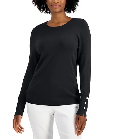 Jm Collection Petite Rivet-Detail Sweater, Created for Macy's