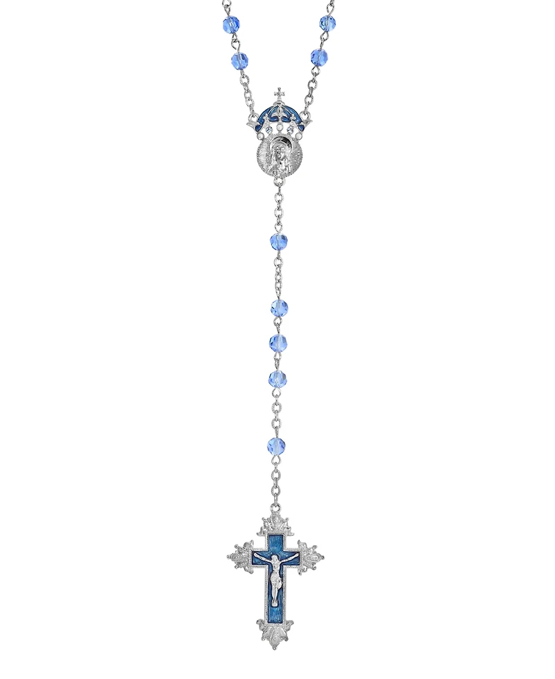 Silver-Tone Sapphire Enamel "King of Kings" Rosary