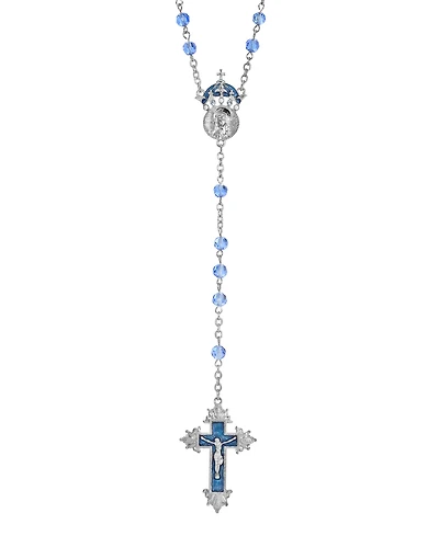 Silver-Tone Sapphire Enamel "King of Kings" Rosary