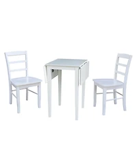 Small Dual Drop Leaf Dining Table with 2 Madrid Ladderback Chairs, 3 Piece Dining Set