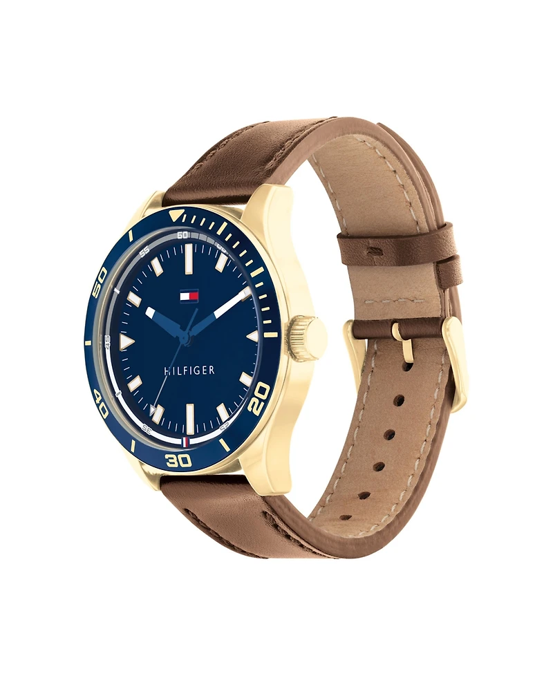 Tommy Hilfiger Men's Brown Leather Strap Watch 38mm
