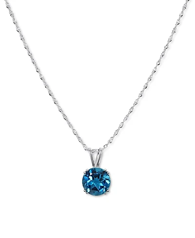 Gemstone Solitaire Pendant Necklace 14k Gold, 16" + 2" extender