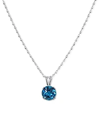 Gemstone Solitaire Pendant Necklace 14k Gold, 16" + 2" extender