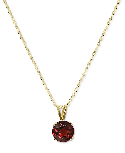 Gemstone Solitaire Pendant Necklace in 14k Gold, 16" + 2" extender