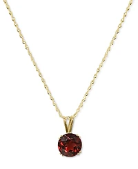 Gemstone Solitaire Pendant Necklace in 14k Gold, 16" + 2" extender