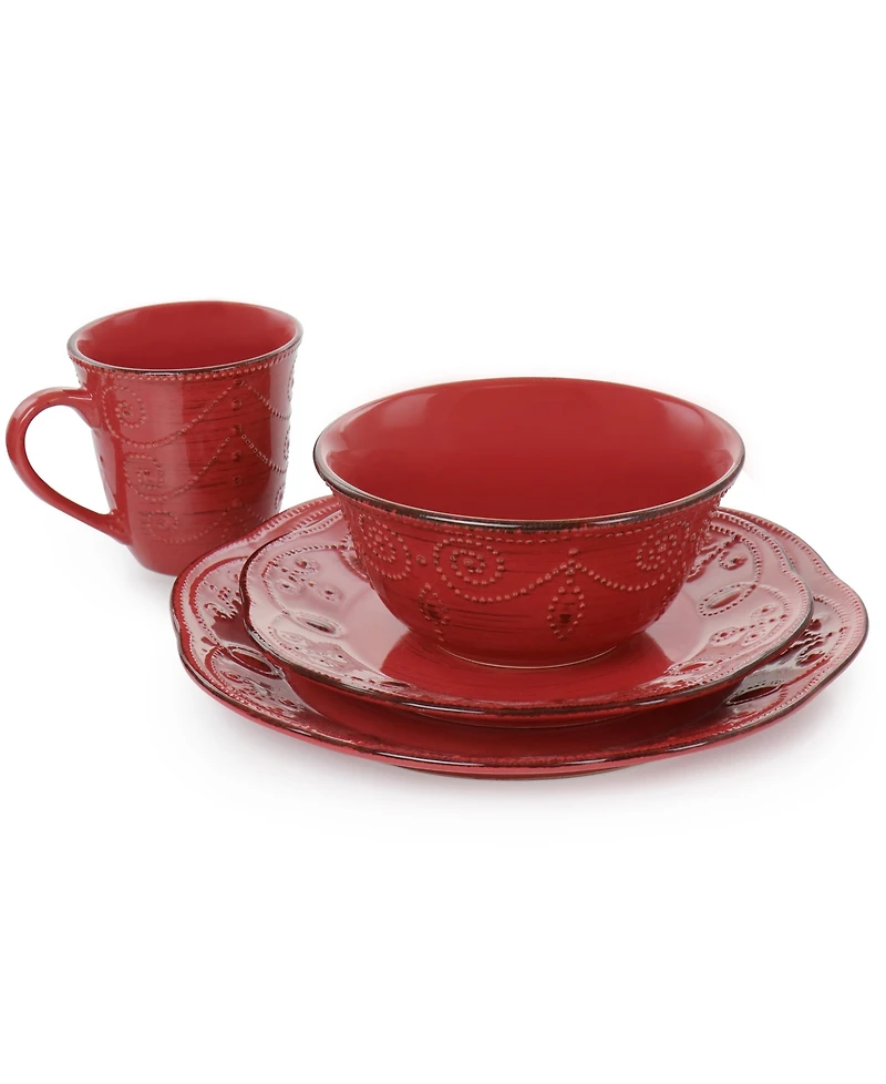 Elama Rustic Birch 16 Pc. Dinnerware Set, Service for 4