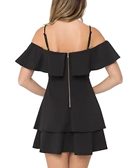 B Darlin Juniors' Ruffled Off-The-Shoulder Dress
