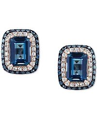 Effy London Blue Topaz (2-7/8 ct. t.w.) & Diamond (1/2 ct. t.w.) Stud Earrings in 14k Rose Gold