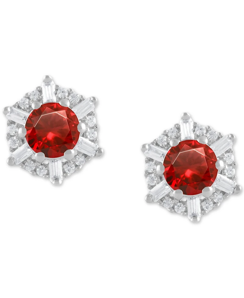 Sapphire (5/8 ct. t.w.) & Diamond (1/10 Stud Earrings 14k White Gold (Also Emerald Ruby)