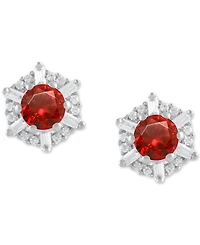 Sapphire (5/8 ct. t.w.) & Diamond (1/10 Stud Earrings 14k White Gold (Also Emerald Ruby)