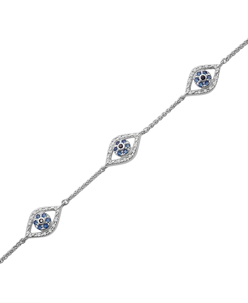 Wrapped Multicolor Diamond Triple Evil Eye Chain Ankle Bracelet (1/8 ct. t.w.) in 10k White Gold, Created for Macy's