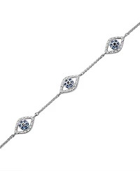 Wrapped Multicolor Diamond Triple Evil Eye Chain Ankle Bracelet (1/8 ct. t.w.) in 10k White Gold, Created for Macy's