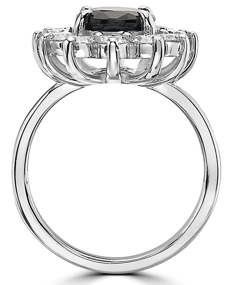 Effy Sapphire (2-7/8 ct. t.w.) & Diamond (1-3/8 ct. t.w.) Halo Statement Ring in 14k White Gold