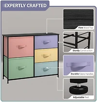 Sorbus Dresser with 5 Drawers - Storage Chest Organizer with Steel Frame, Wood Top, Handles