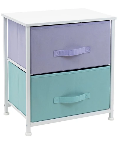 Sorbus Nightstand with 2 Drawers - Steel Frame, Wood Top & Easy Pull Fabric Bins Great for Home, Bedroom