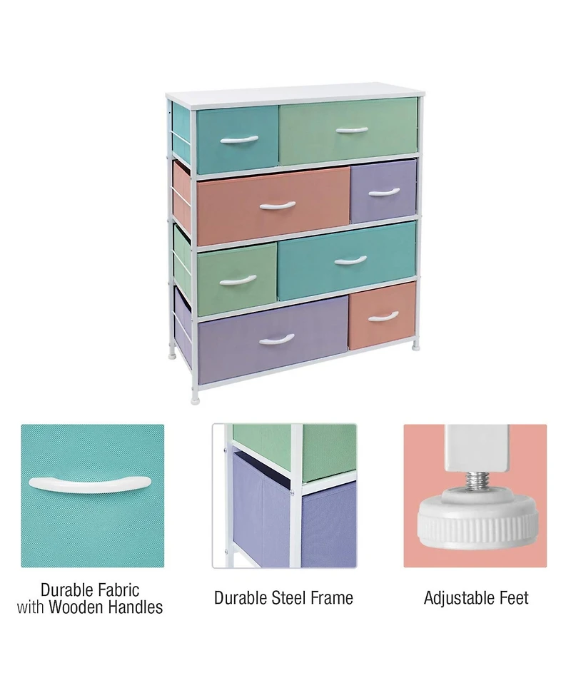 Sorbus Dresser with 8 Drawers - Storage Chest Organizer Steel Frame, Wood Top, Handles, Fabric Bins