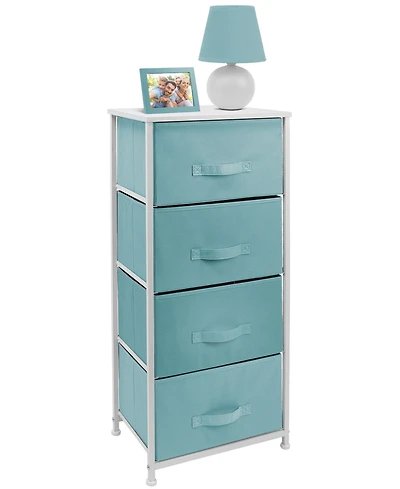 Sorbus 4 Drawers Chest Nightstand - Storage for Closet, Home, College Dorm - Features Steel Frame, Wood Top