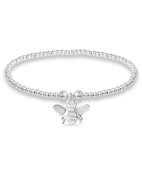 Bead Bee Charm Bracelet in Silver Plate