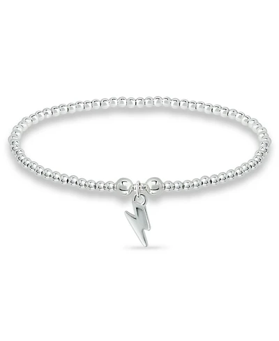 Bead Thunder Bolt Charm Bracelet in Silver Plate
