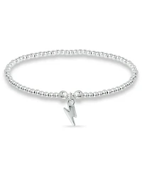 Bead Thunder Bolt Charm Bracelet in Silver Plate